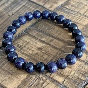 8mm Blue Goldstone Chakra Bead Bracelet